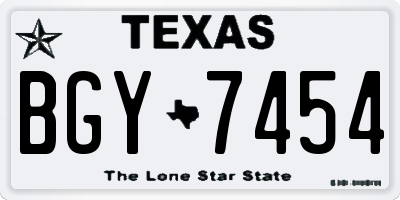TX license plate BGY7454