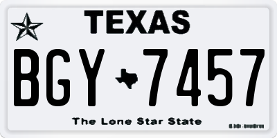 TX license plate BGY7457