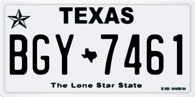 TX license plate BGY7461