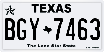 TX license plate BGY7463