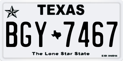 TX license plate BGY7467