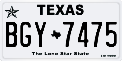 TX license plate BGY7475