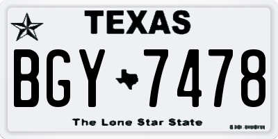 TX license plate BGY7478