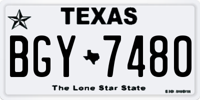 TX license plate BGY7480