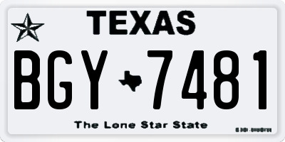 TX license plate BGY7481