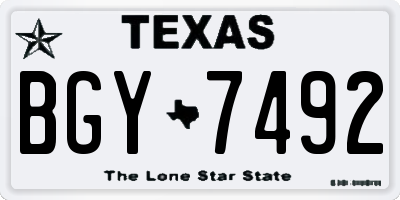 TX license plate BGY7492