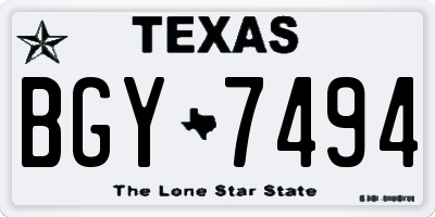 TX license plate BGY7494