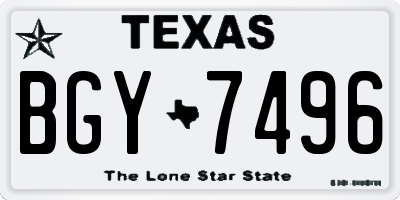 TX license plate BGY7496