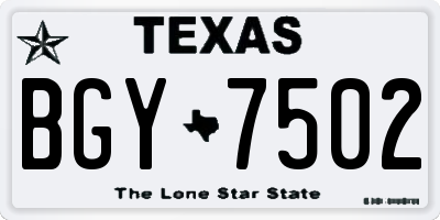 TX license plate BGY7502