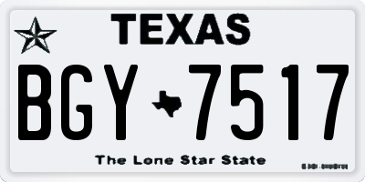 TX license plate BGY7517