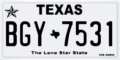 TX license plate BGY7531