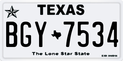 TX license plate BGY7534