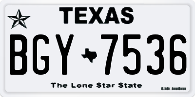 TX license plate BGY7536