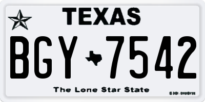 TX license plate BGY7542