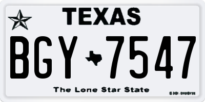 TX license plate BGY7547