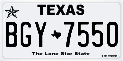 TX license plate BGY7550