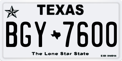TX license plate BGY7600