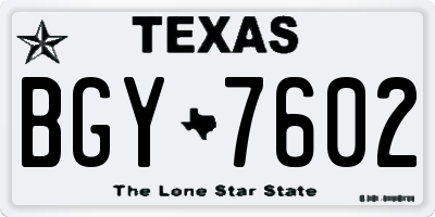 TX license plate BGY7602