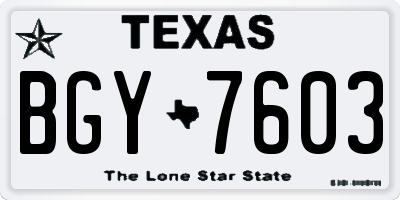 TX license plate BGY7603