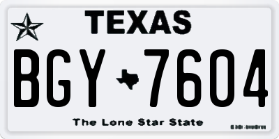 TX license plate BGY7604