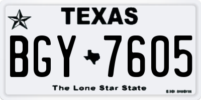 TX license plate BGY7605
