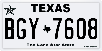 TX license plate BGY7608