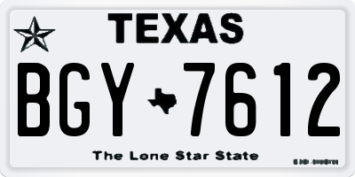 TX license plate BGY7612