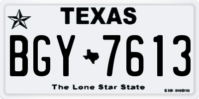 TX license plate BGY7613