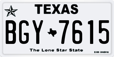TX license plate BGY7615
