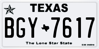 TX license plate BGY7617