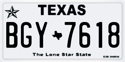 TX license plate BGY7618