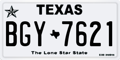 TX license plate BGY7621