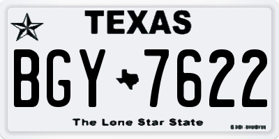 TX license plate BGY7622