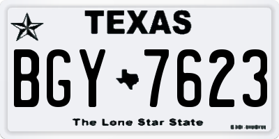 TX license plate BGY7623