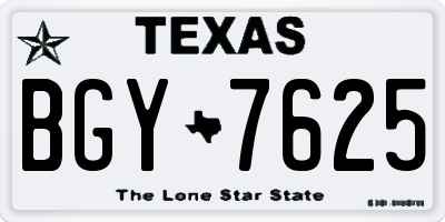 TX license plate BGY7625