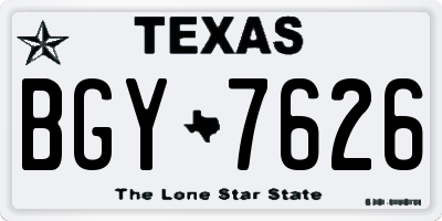 TX license plate BGY7626