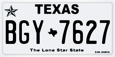 TX license plate BGY7627