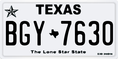 TX license plate BGY7630