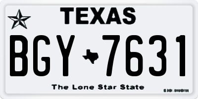 TX license plate BGY7631