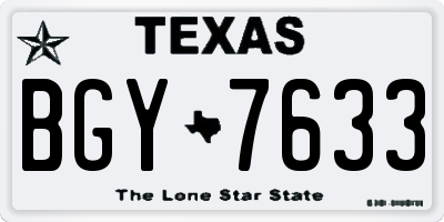 TX license plate BGY7633