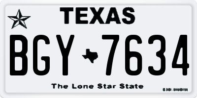 TX license plate BGY7634