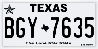 TX license plate BGY7635