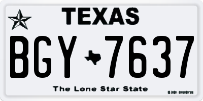 TX license plate BGY7637