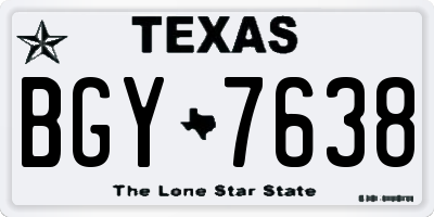 TX license plate BGY7638