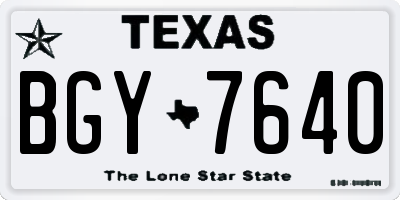 TX license plate BGY7640