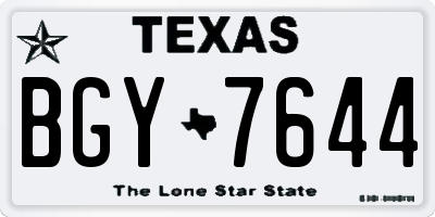 TX license plate BGY7644