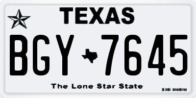 TX license plate BGY7645