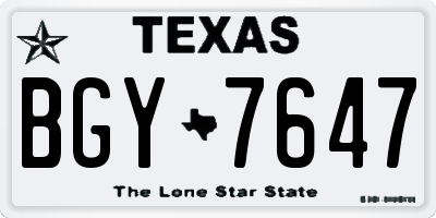 TX license plate BGY7647
