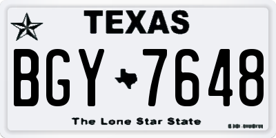 TX license plate BGY7648