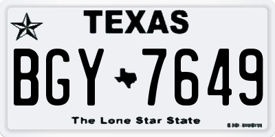 TX license plate BGY7649